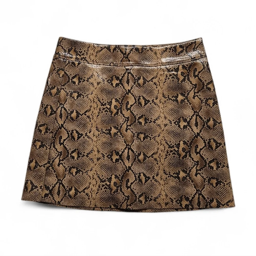 BlankNYC Anaconda Snakeskin Faux Leather Skirt In Brown And Black Sz 27 NWT